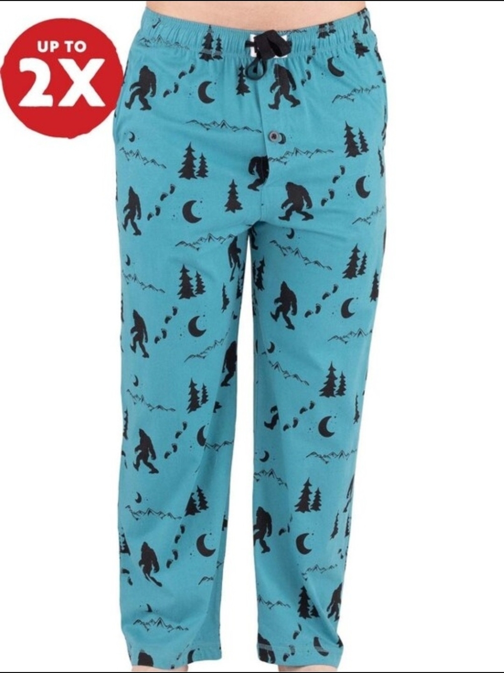 LAZY ONE Teal Sasquatch Moon & Forest Print Pajama Lounge Pants Size XXL